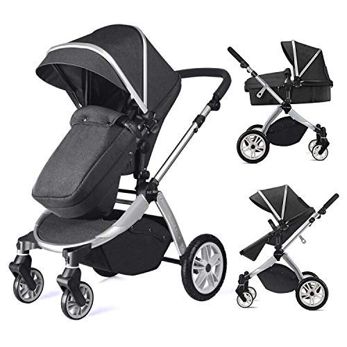 Multi cochecito 2 en 1 Carrito Bebe Hot Mom silla de paseo el capazo se convierte fácilmente en una silla y viceversa 2020 estilo de vida 889, Asiento para bebé vendido por separado - Negro