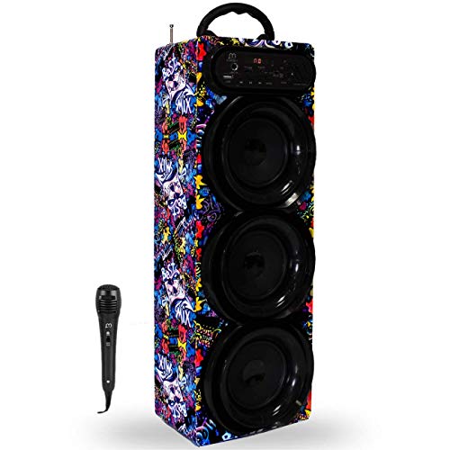Music Life Altavoz Karaoke Bluetooth Portátil con Micrófono Inlámbrico USB Tarjeta TF Recargable con Radio FM (293-1)