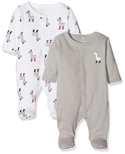 NAME IT Nbnnightsuit 2p W/f Noos Pijama, Multicolor (Weiß Bright White), 74 (Pack de 2) para Bebés