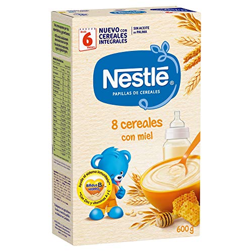 Nestlé Papilla 8 cereales con Miel - Alimento Para bebés - Paquete de 6x600 g - Total: 3.6kg