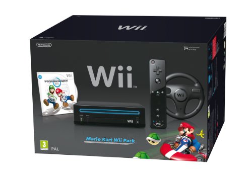 Nintendo Wii + Mario Kart Pack - juegos de PC (Wii, 512 MB, IBM PowerPC, SD, 802.11b, 802.11g, Negro)