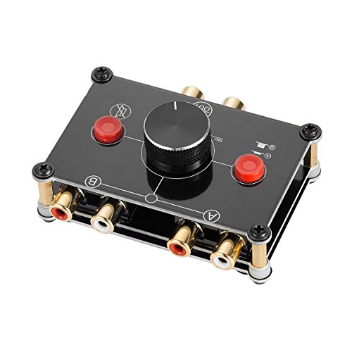 Nobsound Little Bear MC1022 Mini 2 (1) -IN-1 (2) -OUT RCA Stereo Audio Switcher Selector pasivo Divisor Box (Negro (Versión RCA))