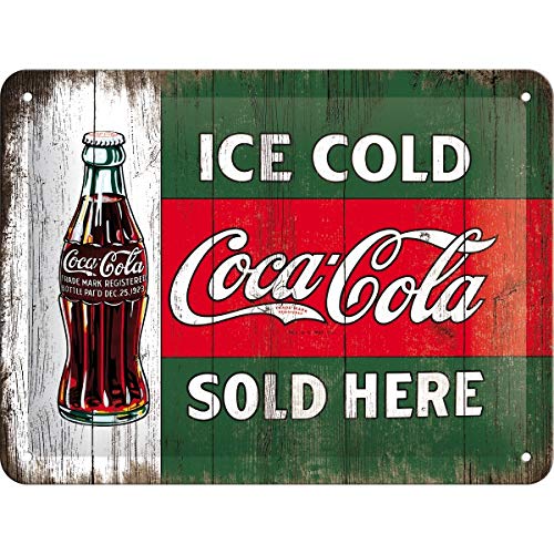 Nostalgic-Art Cartel de Chapa 15x20 -Coca-Cola - Ice Cold Sold Here
