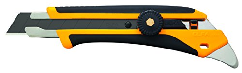 Olfa 102201 Cúter serie X con cuchilla de 18 mm, bloqueo de rueda y púa de metal duro en el mango
