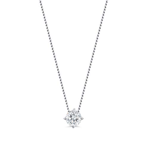 Orovi - Collar de oro blanco con diamantes de 0,10 ct y colgante de diamante solitario brillante de 14 quilates (585), 45 cm de largo