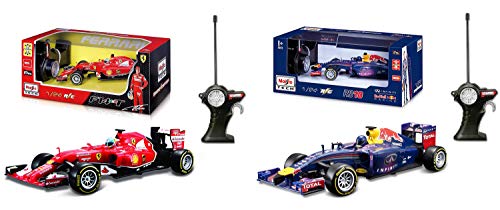 Outletdelocio. Pack 2 Coches radiocontrol Formula 1 Ferrari F14T'14 Fernando Alonso y Red Bull RB10'14 Sebastian Vettel. Escala 1/24