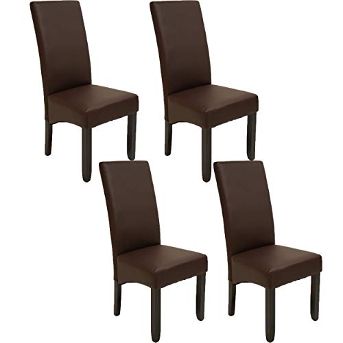 Pack de 4 sillas Osaka Color wengué de salón Comedor de Polipiel marrón y Acolchadas. Nuevo Modelo, Modernas, económicas. Altura 108cm / Asiento 49x49cm