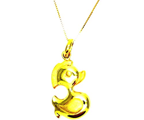 Pegaso Joyería – Collar oro amarillo 18 kt cadena Veneta con colgante pato pato – satinado Mujer Niña Infantil