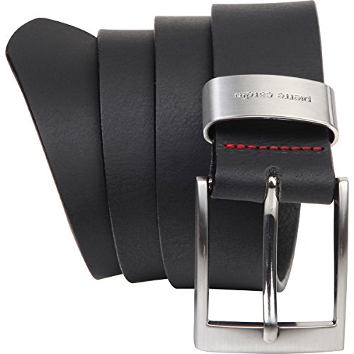 Pierre Cardin - Cinturón de hombre de auténtica piel de búfalo de 4 mm, para pantalón vaquero, talla XXL, negro/marrón negro 115
