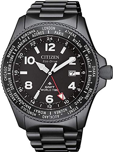 Reloj de Cuarzo Citizen Promaster GMT, Eco-Drive B877, 42 mm, Negro, BJ7107-83E