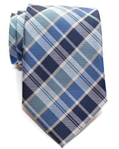 Retreez moderno estilos Tejido de microfibra a cuadros para hombre corbata – varios colores Azul azul Talla única