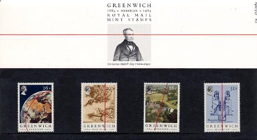 Royal Mail 1984 Greenwich 1884-1984 Paquete de Presentacion Sellos no. 154