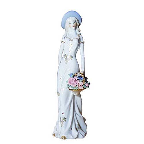 RSRZRCJ Estatuas Escultura Cesta De Flores Porcelana Belleza Cerámica Decoración Decoración Artesanías