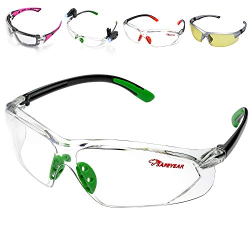 SAFEYEAR Gafas Protectoras Hombres Antiniebla - Gafas de Seguridad con Lentes Antiarañazos SG003 Color Negro y Verde