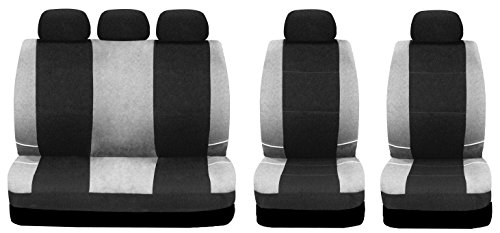 Sakura BY0802 - Juego de fundas para asientos de coche, color plateado y negro