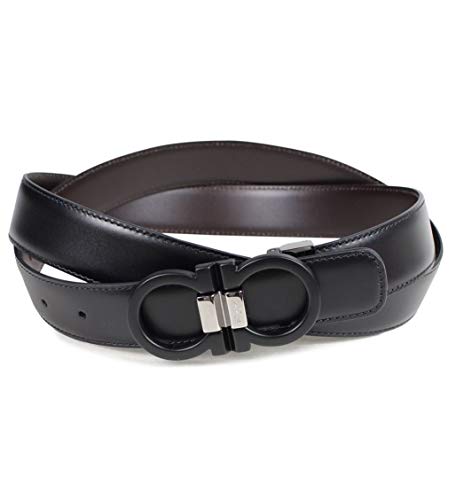 Salvatore Ferragamo - Cinturón ajustable y reversible (doble hebilla), color negro y marrón - Negro - 42/105