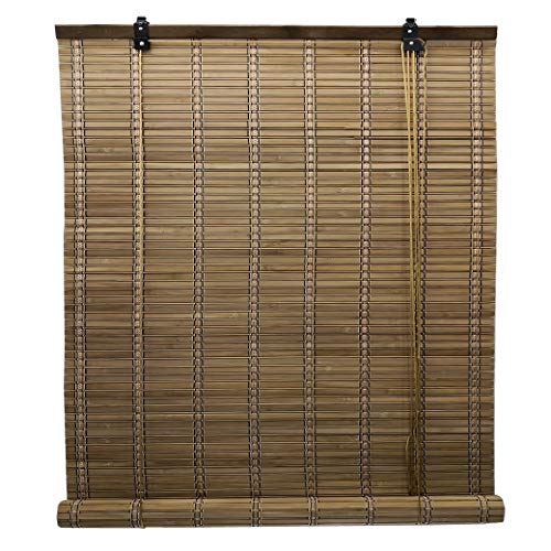 Solagua 6 Modelos 14 Medidas de estores de bambú Cortina de Madera persiana Enrollable (150 x 135 cm, Marrón)