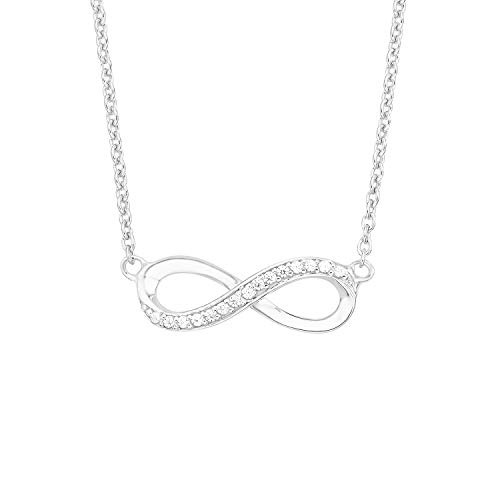 s.Oliver - Collar para mujer (42 + 3 cm) con colgante de símbolo del infinito de infinito, plata de ley 925 con circonitas blancas