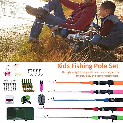 SOWLFE Caña de Pescar para Principiantes para niños - 30 PCS/Set Combos para caña de Pescar para niños | Equipo de Pesca fácil de sostener | Equipo de Pesca Completo: para niños y niñas