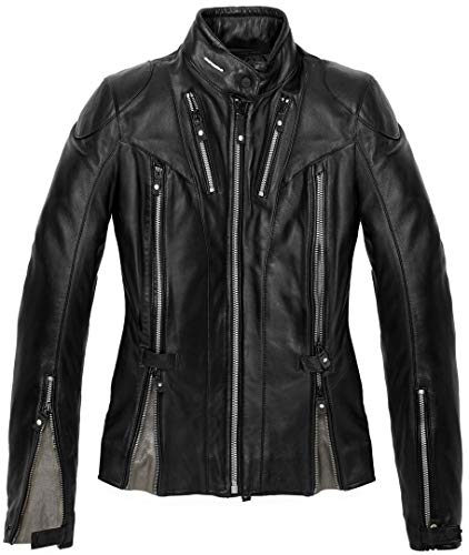 Spidi it Stormy Lady chaqueta de piel estilo retro Touring Urban chaqueta – black-special Fin, negro, UK 14