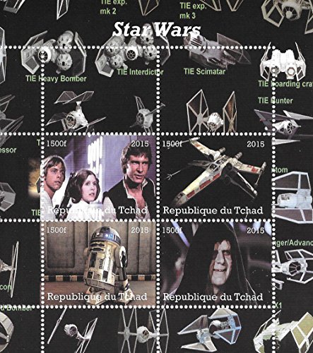 Star Wars Sellos para coleccionistas con Han Solo R2-D2 y Luke Skywalker / MNH / 2015 / Chad