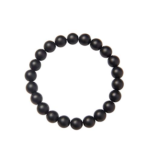 SUNNYCLUE Natural genuino mate niebla negro ágata piedras preciosas perlas Pulsera elástico 8 mm Ronda Perlas de aproximadamente 7 "unisex