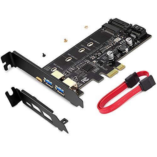 Tarjeta PCI-E a USB 3.0 PCI Express Incluye 1 Puerto USB C y 2 Puertos USB A, para Agregar Dispositivos SSD SATA III M.2 a la PC o la Placa Base Mediante la Tarjeta adaptadora SATA a PCIe 3.0 M.2