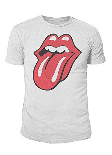 The Rolling Stones Rock Icon Rock Band Premium – Camiseta para hombre – Classic Tongue Logo (Blanco) (S – XXL) Blanco XXL