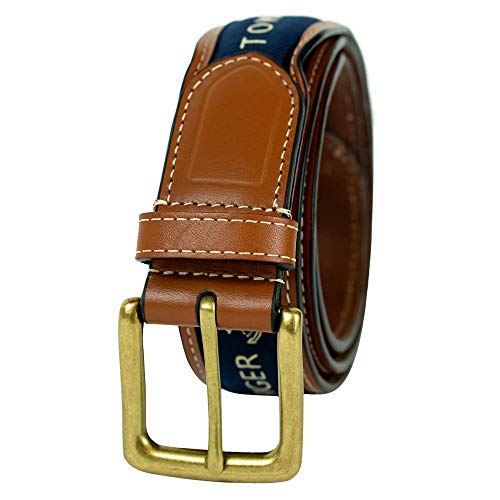 Tommy Hilfiger - Cinturón con cinta incrustada para hombre. Diseño con cinta de tejido trenzado y hebilla de una sola aguja -  Azul -  38