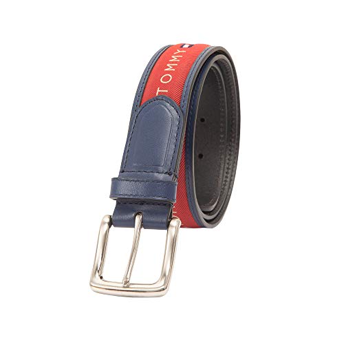 Tommy Hilfiger Men's Leather Casual Belt with Fabric Inlay, 44