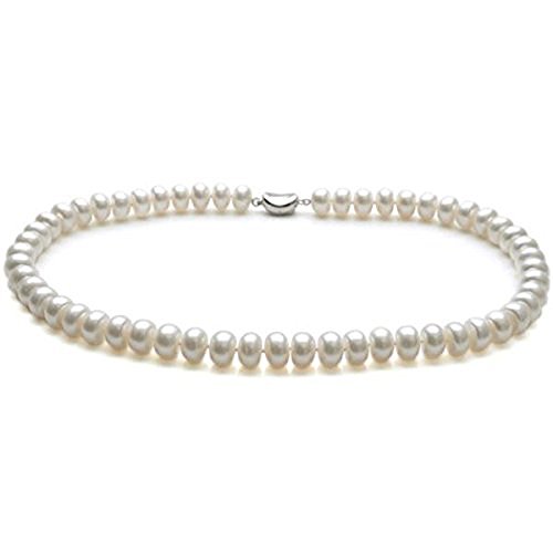 treasurebay AAA Collar de perlas cultivadas en agua dulce, 8-9 mm, color blanco, tamaño: 46 cm