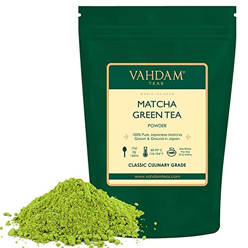 VAHDAM, polvo de té verde Matcha (50 g, 25 tazas), polvo de Matcha japonés puro y sin mezclar 100% certificado | 137x Anti-OXIDANTES | Aumenta la energía, el enfoque y el metabolismo.