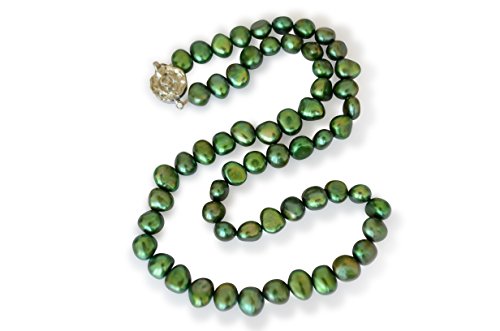 Vifaleno Collar de Perlas Natural de Freshwater, Perlas cultivadas de Agua Dulce, Verde, Barroco, 7-8mm