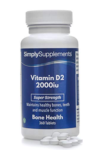 Vitamina D2 2000iu - ¡Bote para 1 año! - Apto para veganos - 360 Comprimidos - SimplySupplements