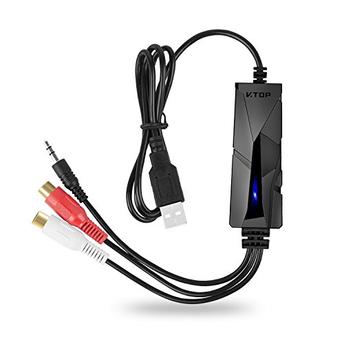 VTOP Convertidor Cassette a MP3 - USB 2.0 Captura de Audio para Windows 10 - Conversor Audio Digital a Analogico (3.5 mm Audio Cassette Tapes to MP3)