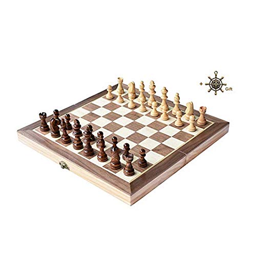 WSJS Juegos de ajedrez Grandes Ajedrez magnético Plegable Royal 32 Tablero de ajedrez de Madera Europeo Elegante para niños y Adultos Grande pequeño,Large
