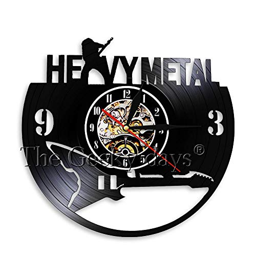 1 Pieza Heavy Metal Music Skull led luz de Pared Banda de Rock Grupo de música Disco de Vinilo Reloj de Pared Hombre Cueva Night Club Wall Art-Sin_Led