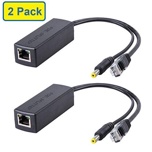 [2 Pack] Active PoE Splitter Adapter, 48V to 12V, IEEE 802.3af Compliant 10/100Mbps up to 100 Meters for Surveillance Camera, Wireless Access Point and VoIP Phone