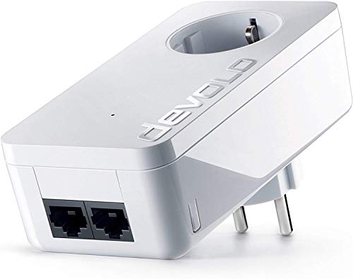 Adaptador devolo dLAN 550 duo+ (500 Mbit/s de velocidad de red, 2 puertos LAN, carcasa compacta, red, Powerline, red LAN sencilla desde la toma de corriente eléctrica) color blanco