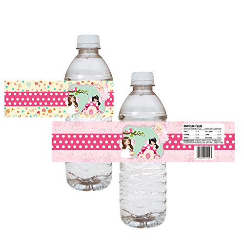 Adorebynat Party Decorations - EU etiquetas de las botellas de agua del partido de hadas - Girl Bosque infantil del bebé del cumpleaños pegatinas de ducha - conjunto de 12