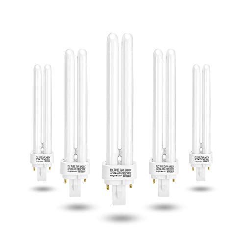 Aigostar - Pack de 5 Bombillas PLC Tubo, 26W, Maiz G24, luz blanca 6400K