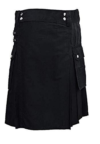 Alternative Utility Kilt - Faldas modernas de lona de algodón, color negro Negro Negro ( 38W