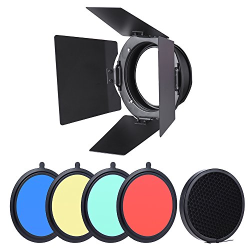 Andoer 96 Mm Puerta de Granero Rejilla Nido de Abeja 4Pcs Filtros Gel Color para Neewer Godox 180W 250W 300W Andoer Md-250 Md-300 Flash