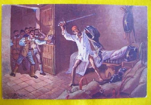 Antigua Postal - Old Postcard : Don Quijote de la Mancha - Descomunal batalla con los cueros de vino
