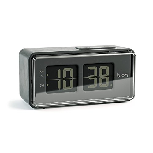 Balvi B:ON - Flip Despertador Digital de Tipo Flip. Pantalla de LCD, imita el Movimiento de un Reloj Flip.Color Negro.