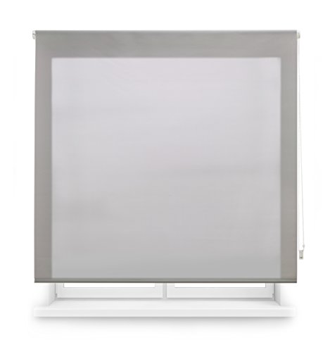 Blindecor Ara - Estor enrollable translúcido liso, Gris Plata, 100 x 175 cm (ancho x alto)