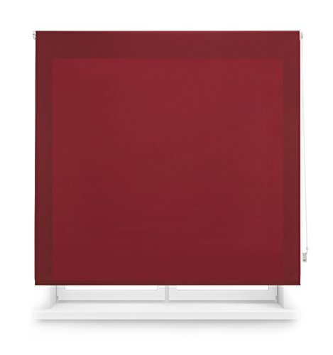 Blindecor Ara - Estor enrollable translúcido liso, Rojo Burdeos, 140 x 175 cm (ancho x alto)