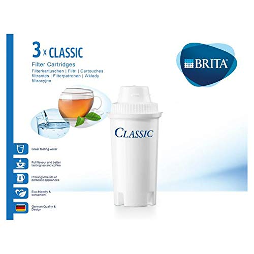 BRITA CLASSIC - Filtro de agua con recambios para 3 meses de agua filtrada - 3 cartuchos