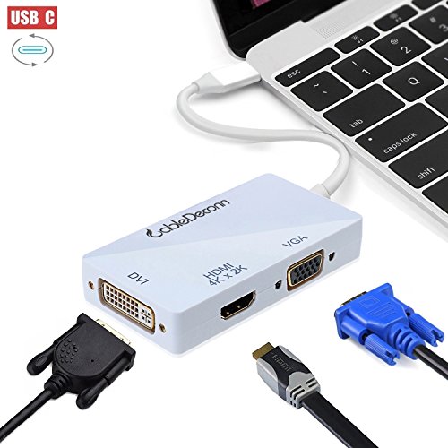 CableDeconn USB-C Adaptador Multipuerto, USB-C tipo C 3.1 (compatible con Thunderbolt 3) a HDMI DVI VGA 4K Kable adaptador Konverter para MacBook de 2017...