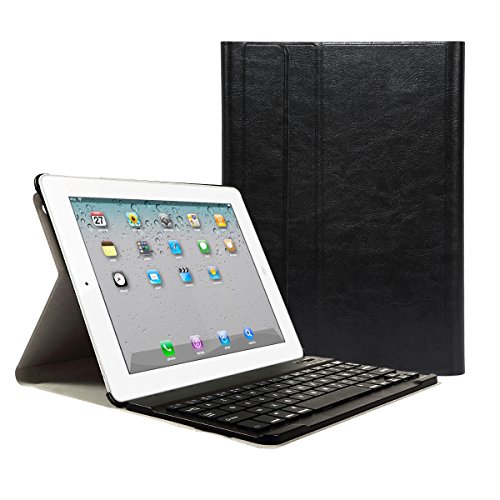 CoastaCloud iPad 2 3 4 Funda con Teclado Bluetooth iPad 2/3/4 Funda Cubierta Protectora con Teclado Inalambrico QWERTY Español (Negro)